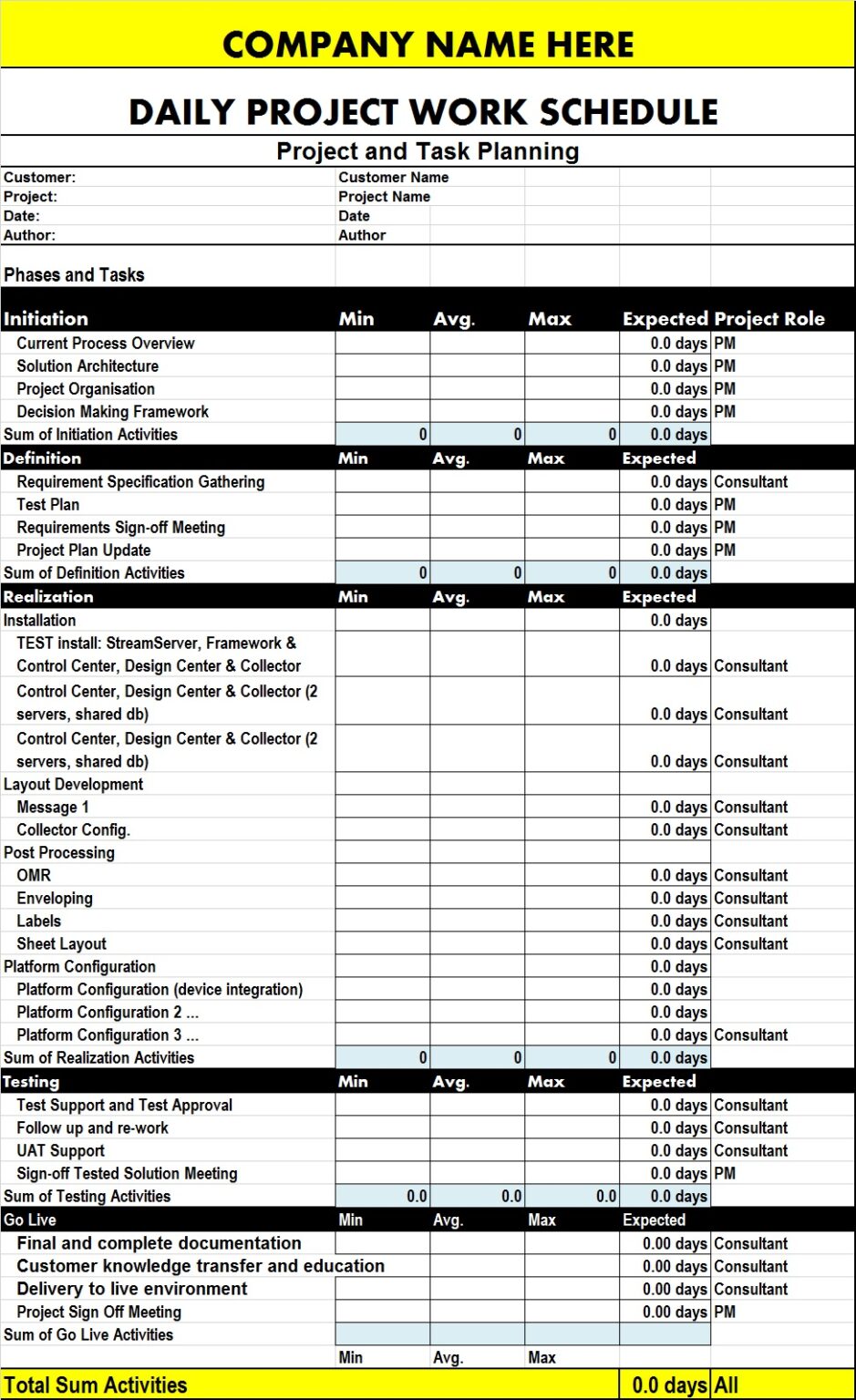 Best 5 Work Schedule Templates Excel Word Template