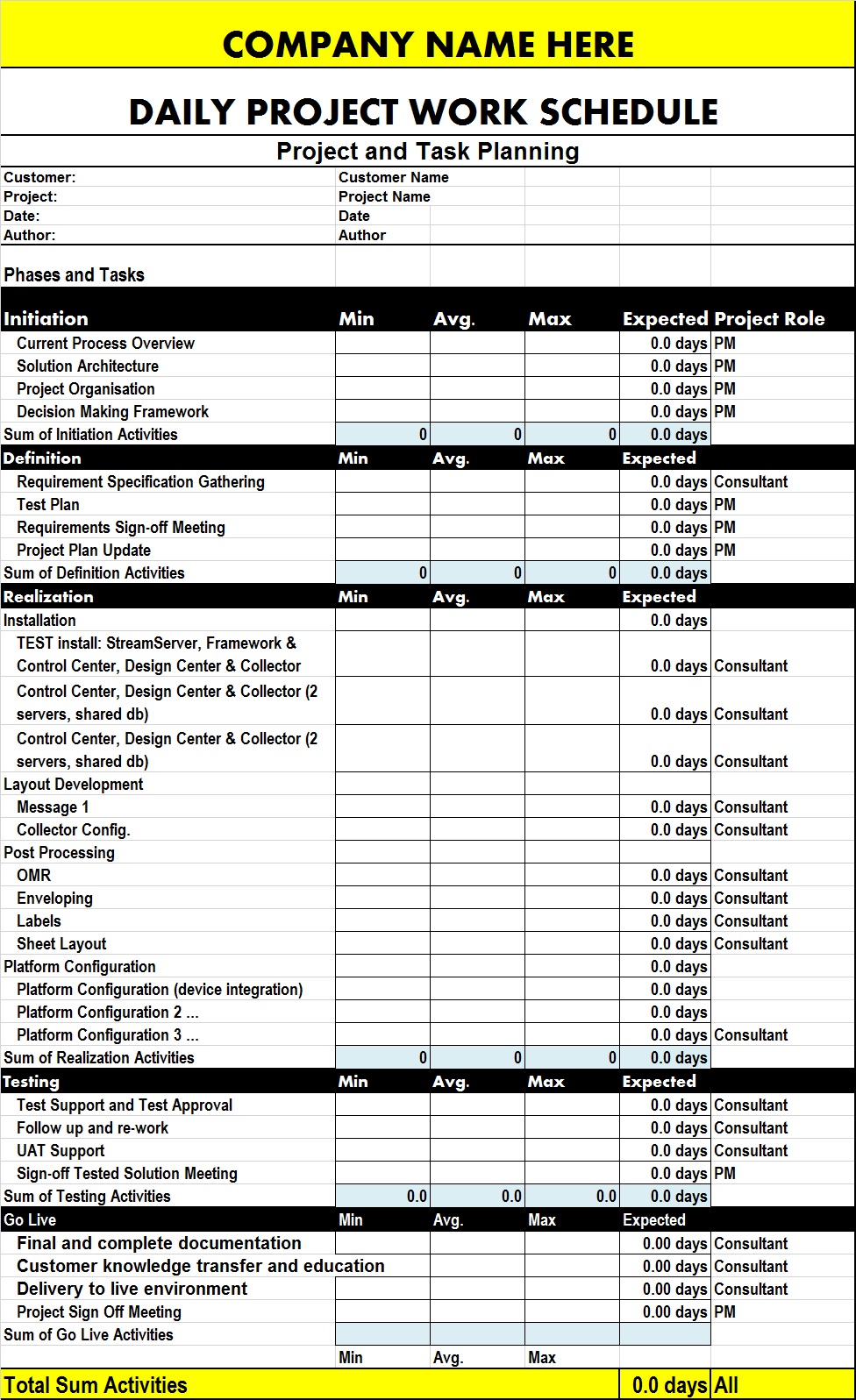 Best 5 Work Schedule Templates