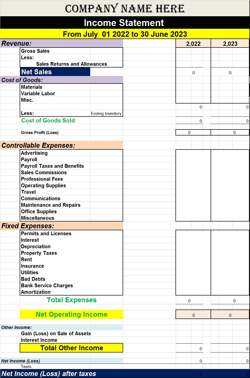 Income Statement Report Templates