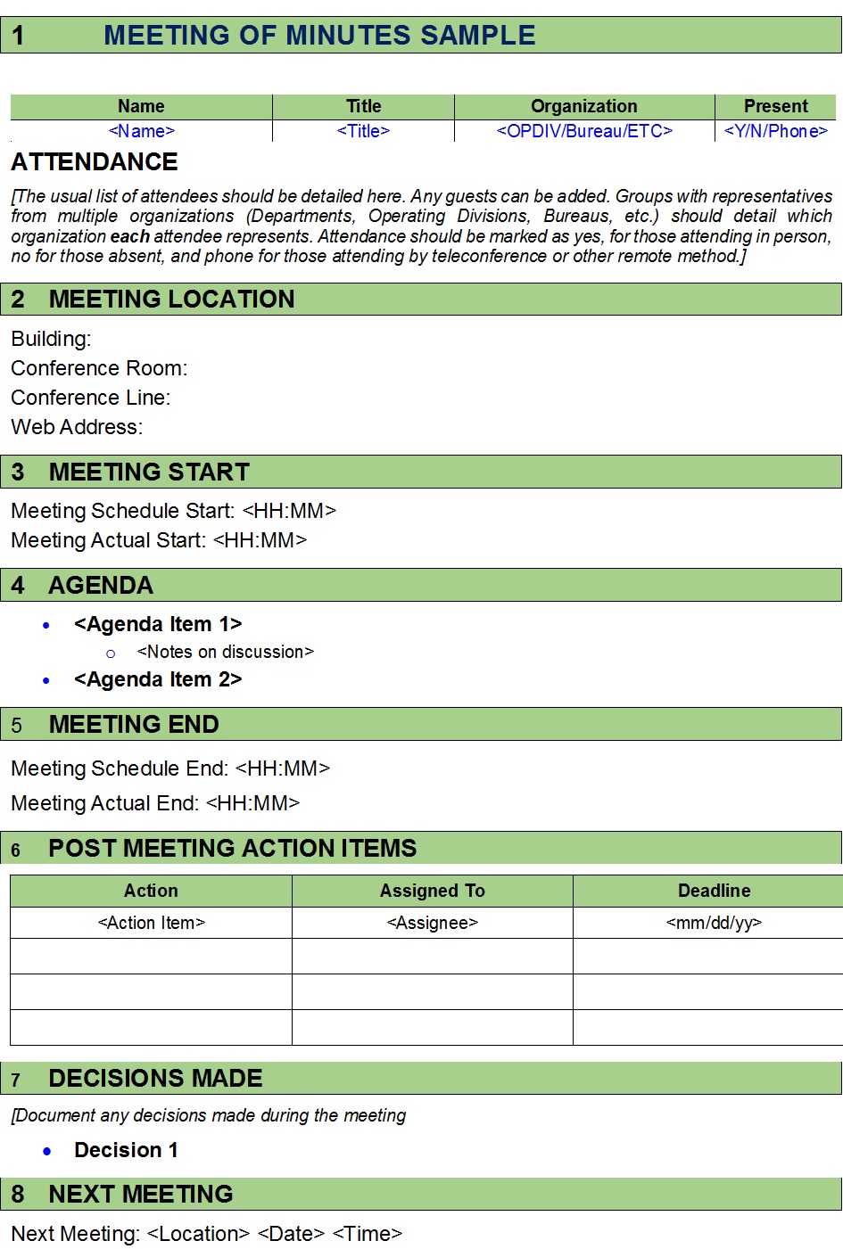 Meeting Minutes Template