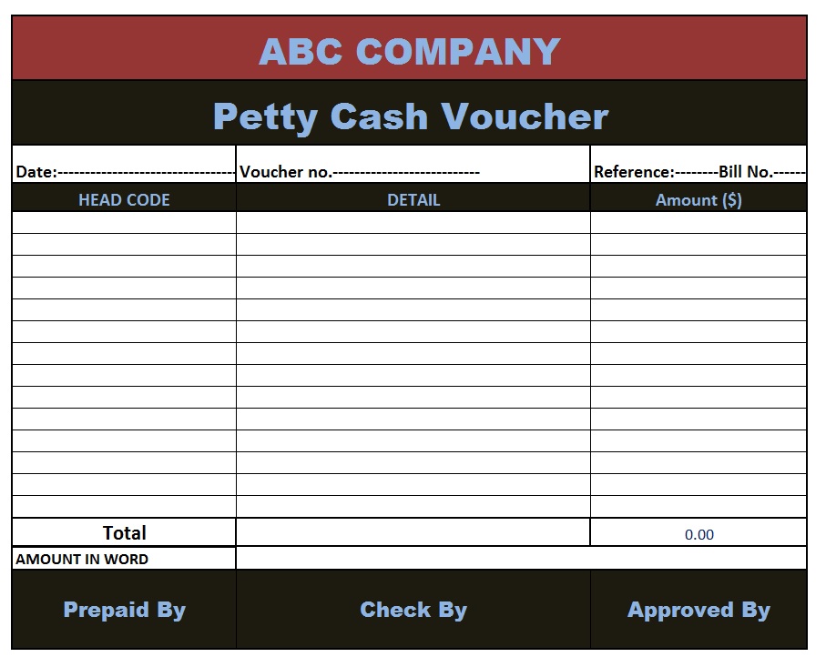 Petty Cash Voucher Templates