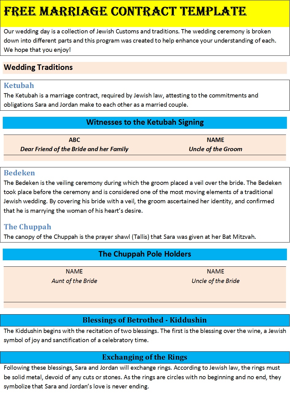 Best 10 Marriage Contract Template