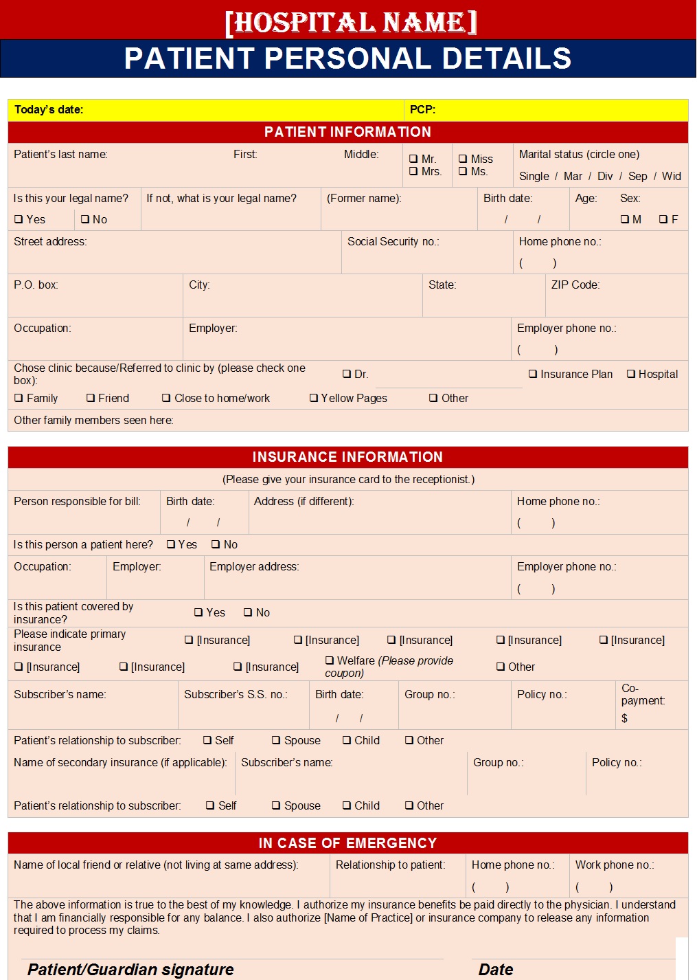 Best Personal Information Forms Templates