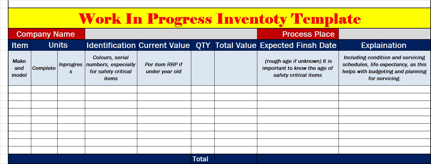 Best 7 Work-In-Progress Inventory List Templates