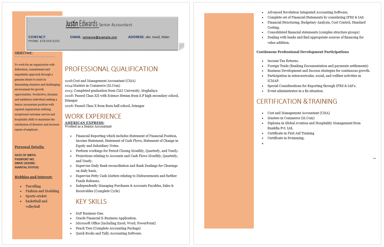 Best 5 Senior Accountant Resume Templates