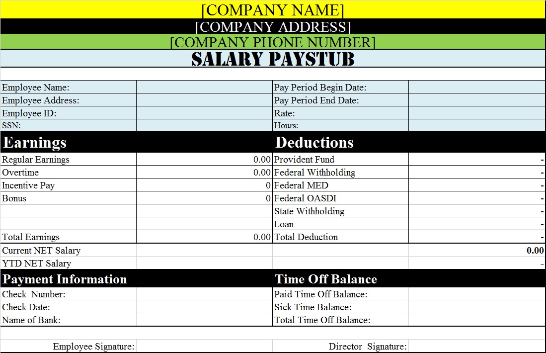 6+Free Pay stub Templates