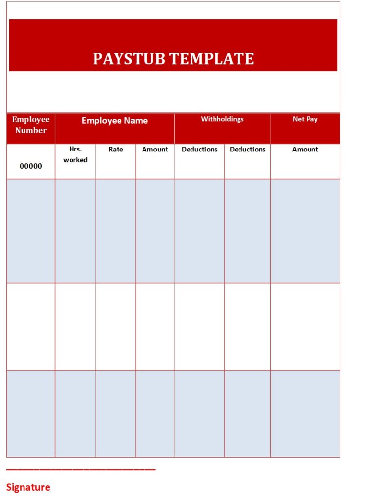 6+Free Pay stub Templates - Excel Word Template