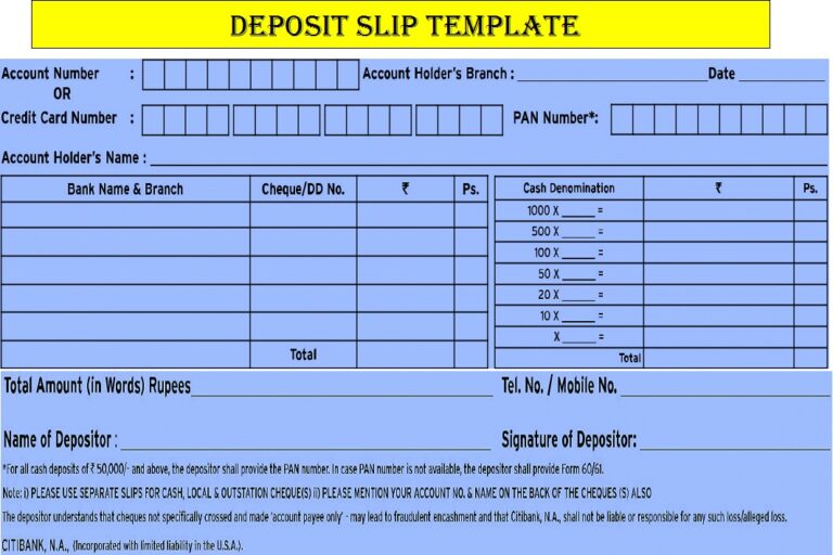 National Bank Deposit Slip Templates Archives - Excel Word Template