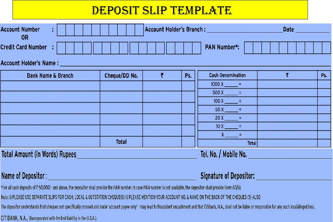 Deposit Slip Templates