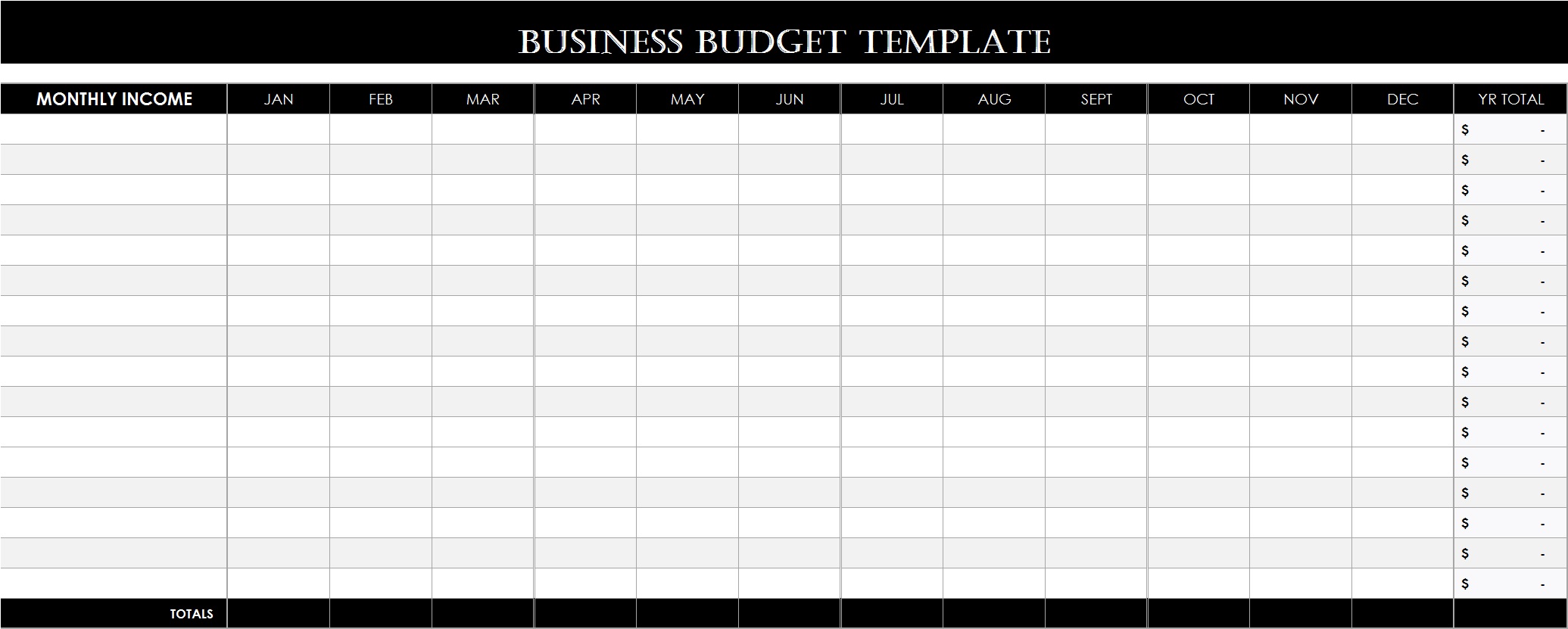 Business Budget Templates