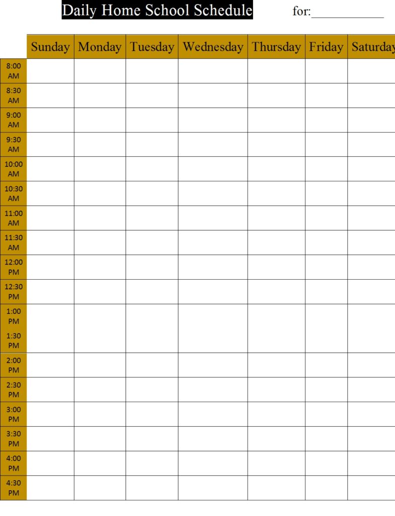 Daily Homeschooling Schedule Templates - Excel Word Template