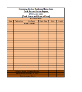 Bank Reconciliation Statement Templates - Excel Word Template