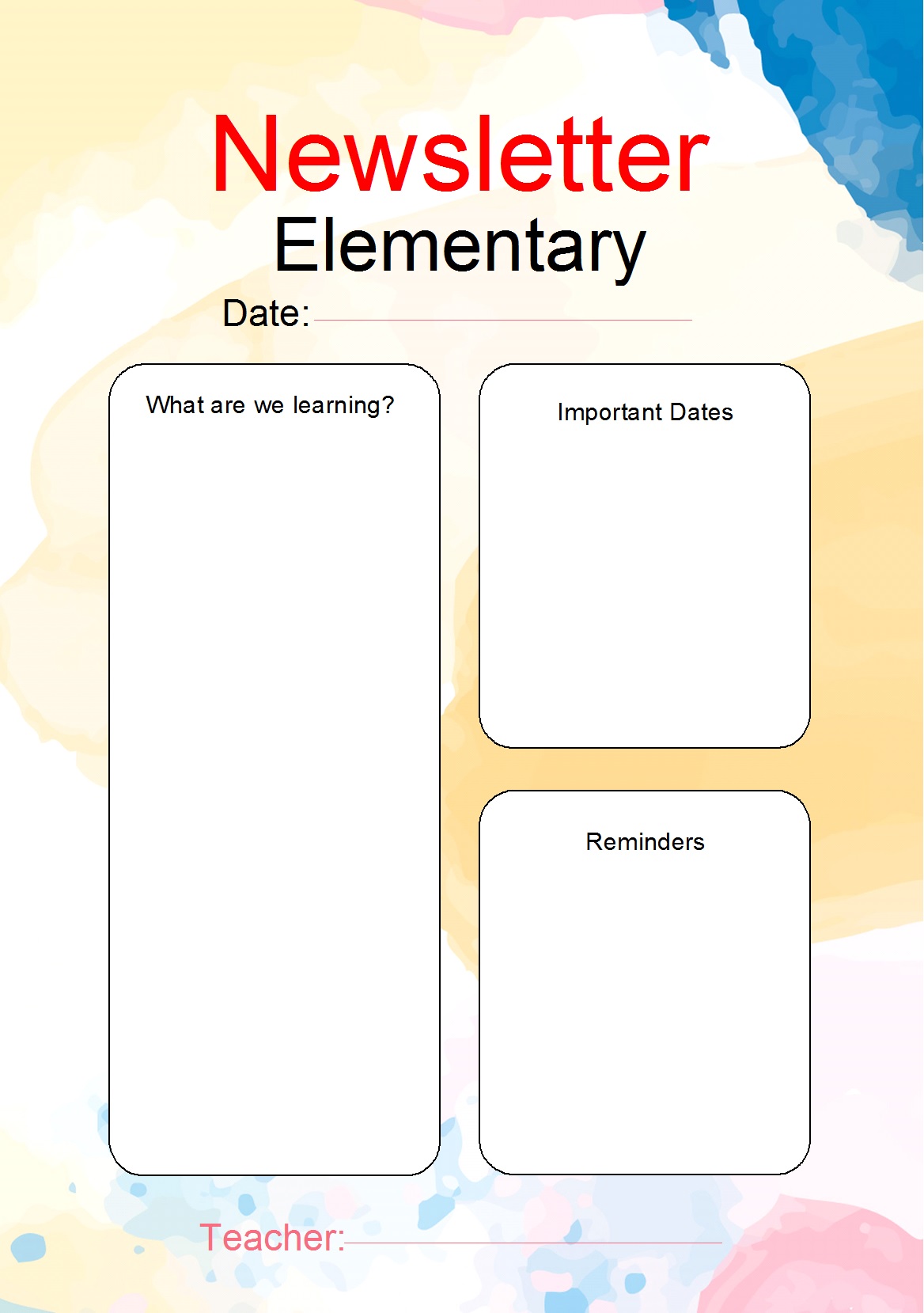 Pre-School Newsletter Templates