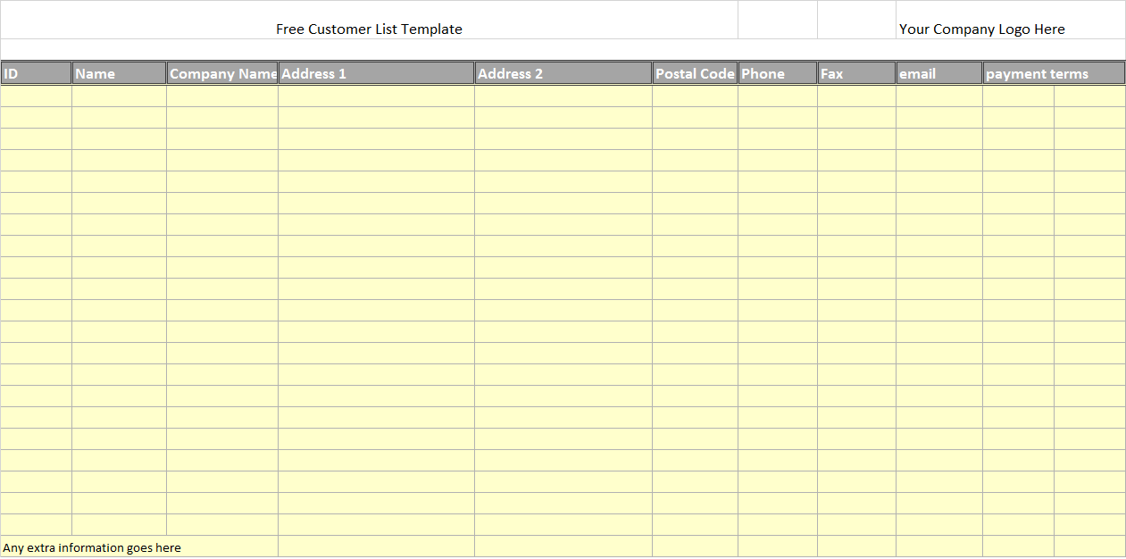 Customer List Templates