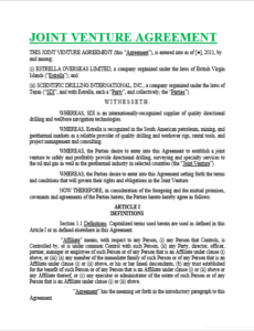 Free Joint Venture Agreement Templates - Excel Word Template