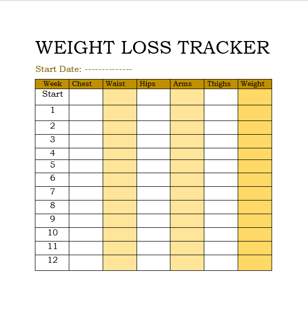 Weight Loss Tracker Templates