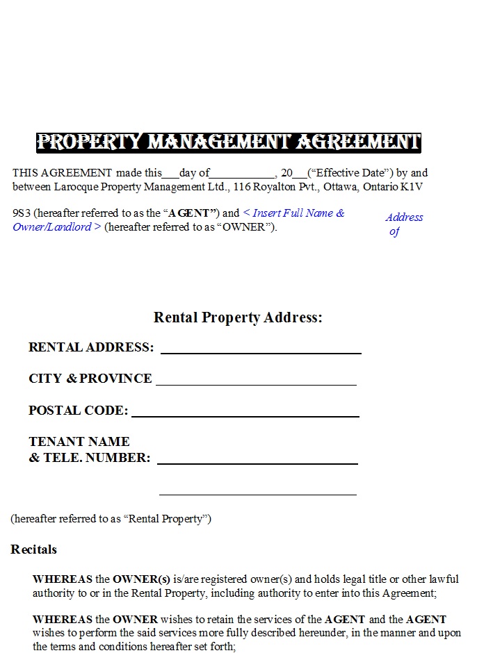 Real Estate Management Agreement Templates