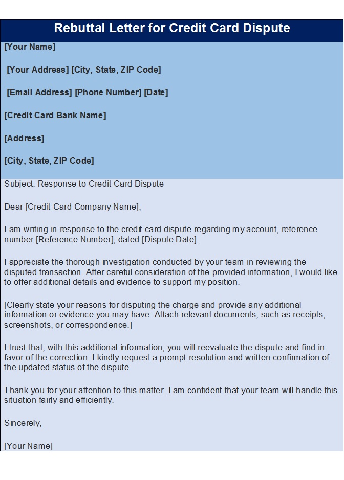 Chargeback Rebuttal Letter Templates