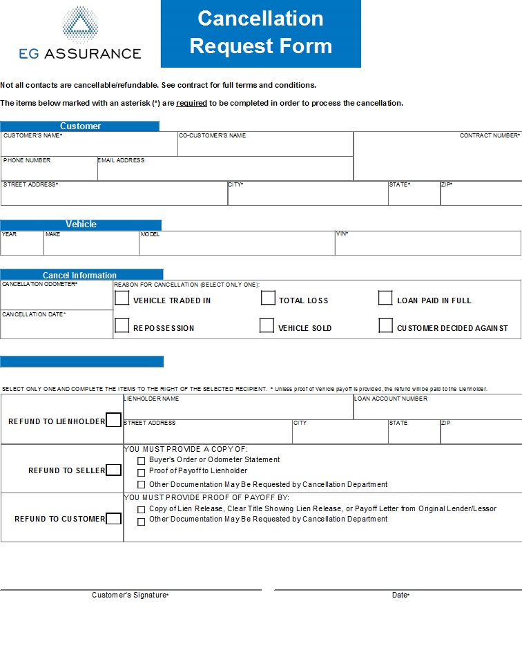 Insurance Request form Templates (Reduce or Cancel)