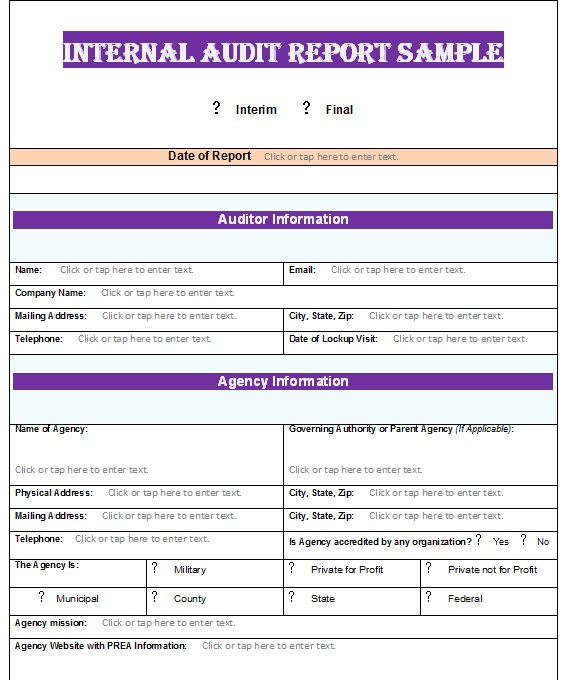 Internal Audit Report Templates