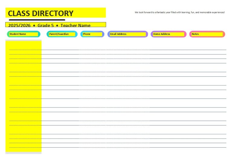 Team Roster Example For Parents Best 7 Class roster Templates - Excel Word Template