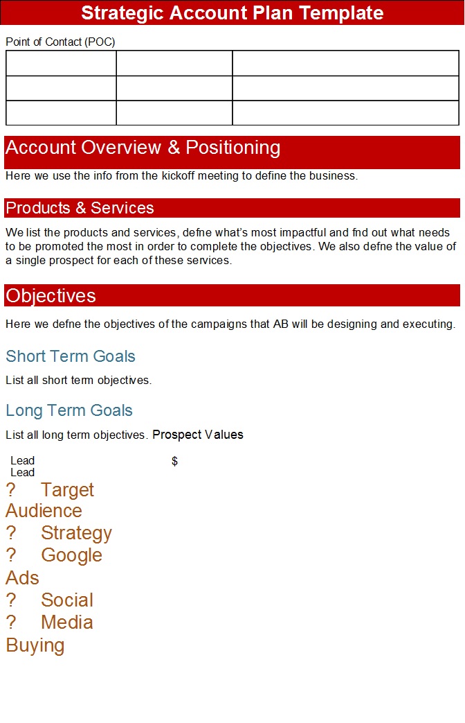 Strategic Account Plan Template