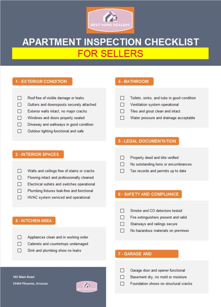 Condominium Check List Apartment Inspection Checklist Template - Excel Word Template